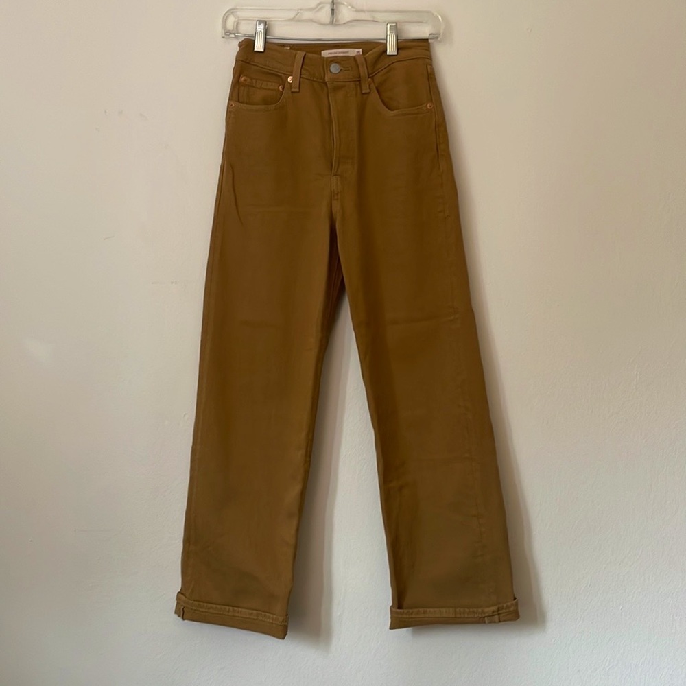 LEVI'S Ribcage Straight Ankle Brown Tan Jeans